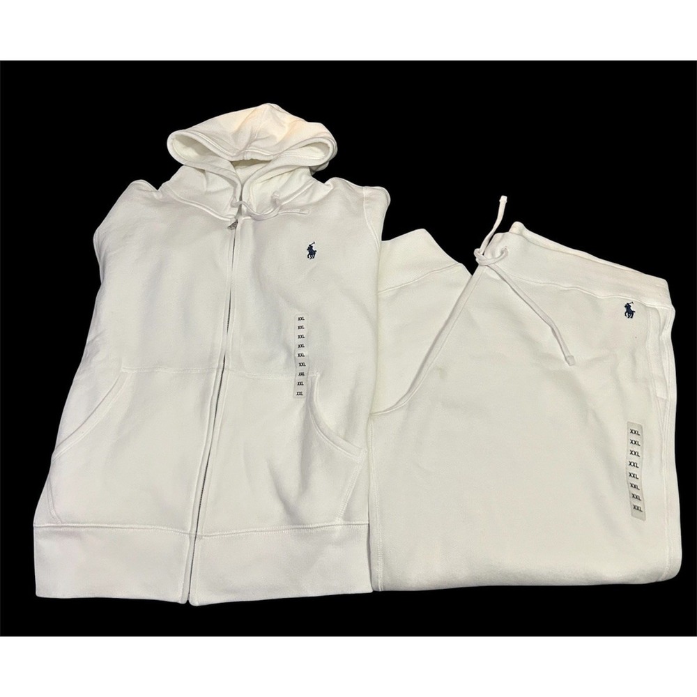 Polo Ralph Lauren Women's  Knit Fleece Set 2pc Zip Hoodie Jogger Sz XXL White